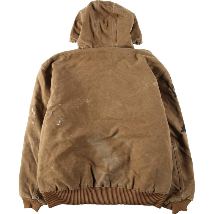 Carhartt Active Jacket, Padded, Painted Duck Full-Zip Hoodie, Men's Size XL (approx.) cotton brown type Vintage Second Hand