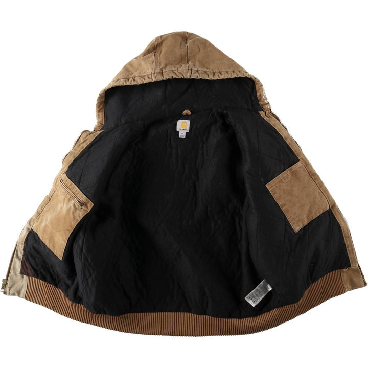 Carhartt Active Jacket, Padded, Painted Duck Full-Zip Hoodie, Men's Size XL (approx.) cotton brown type Vintage Second Hand