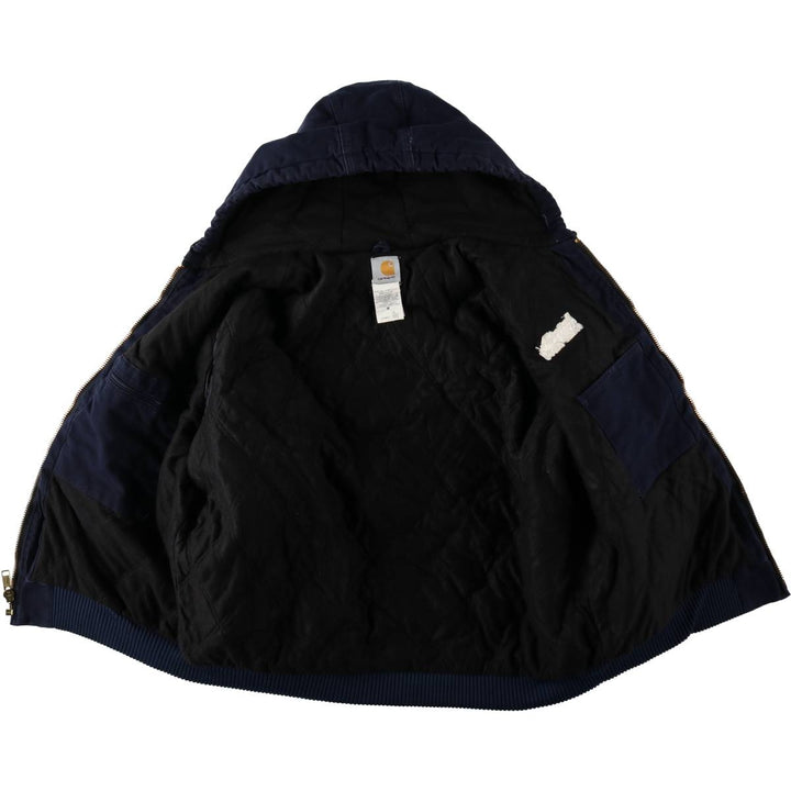 2000'S Carhartt Active Jacket, Padded Duck Full Zip Hoodie, Men's Size XL cotton navy blue type Vintage Second Hand