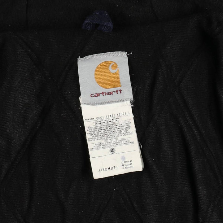 2000'S Carhartt Active Jacket, Padded Duck Full Zip Hoodie, Men's Size XL cotton navy blue type Vintage Second Hand