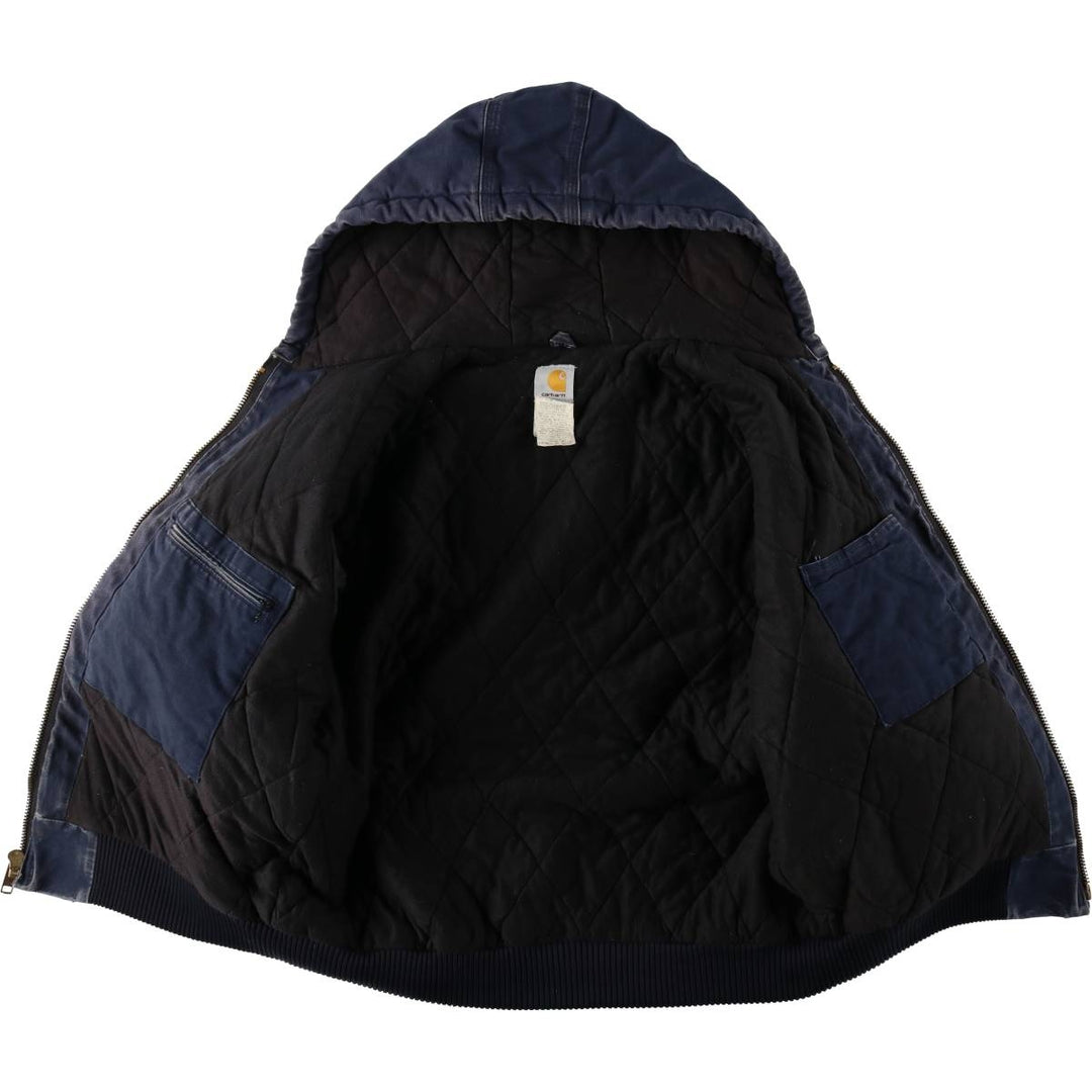 Carhartt Active Jacket, Padded Duck Full-Zip Hoodie, Made in USA, Men's Size L cotton navy blue type Vintage Second Hand