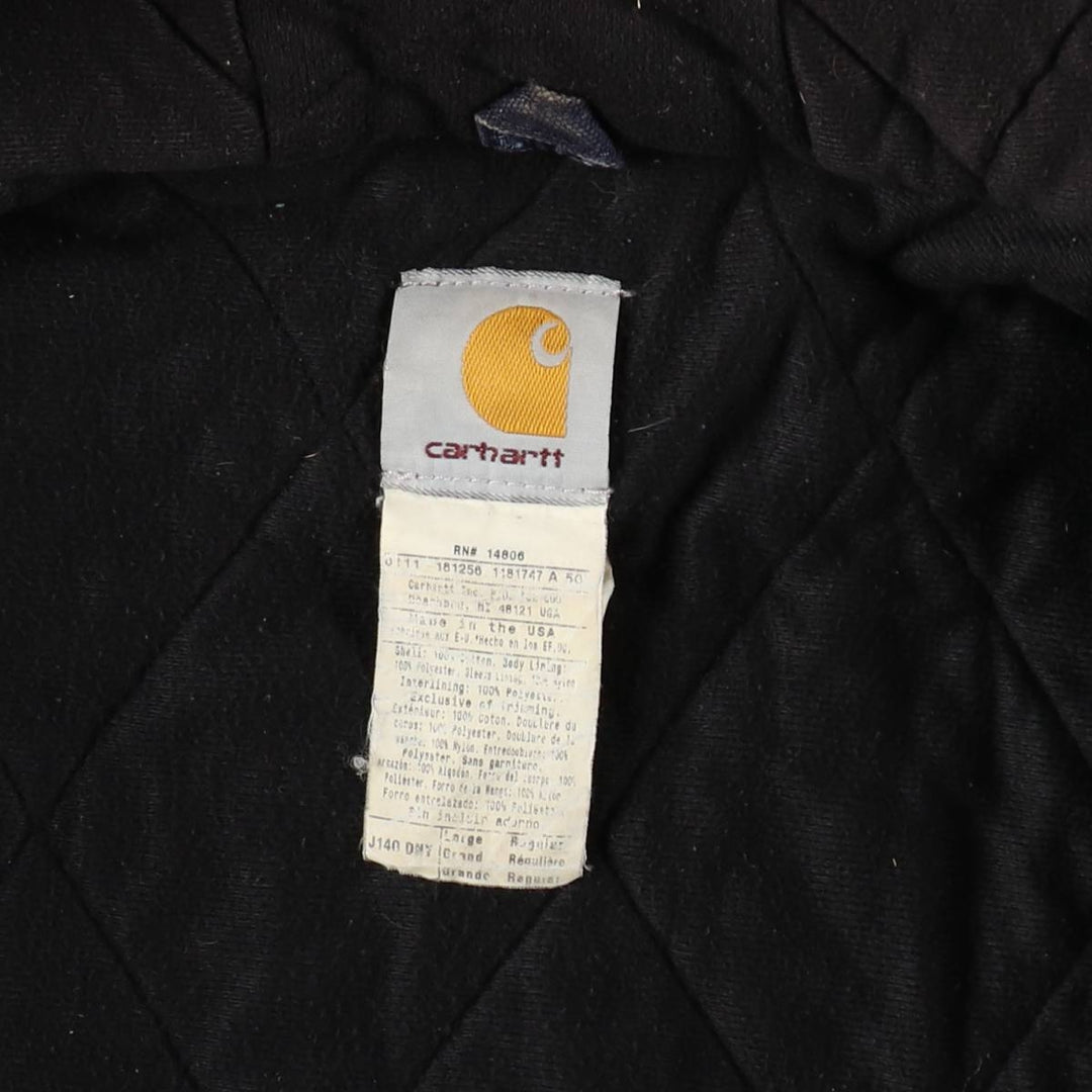 Carhartt Active Jacket, Padded Duck Full-Zip Hoodie, Made in USA, Men's Size L cotton navy blue type Vintage Second Hand