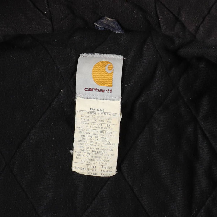 Carhartt Active Jacket, Padded Duck Full-Zip Hoodie, Made in USA, Men's Size L cotton navy blue type Vintage Second Hand