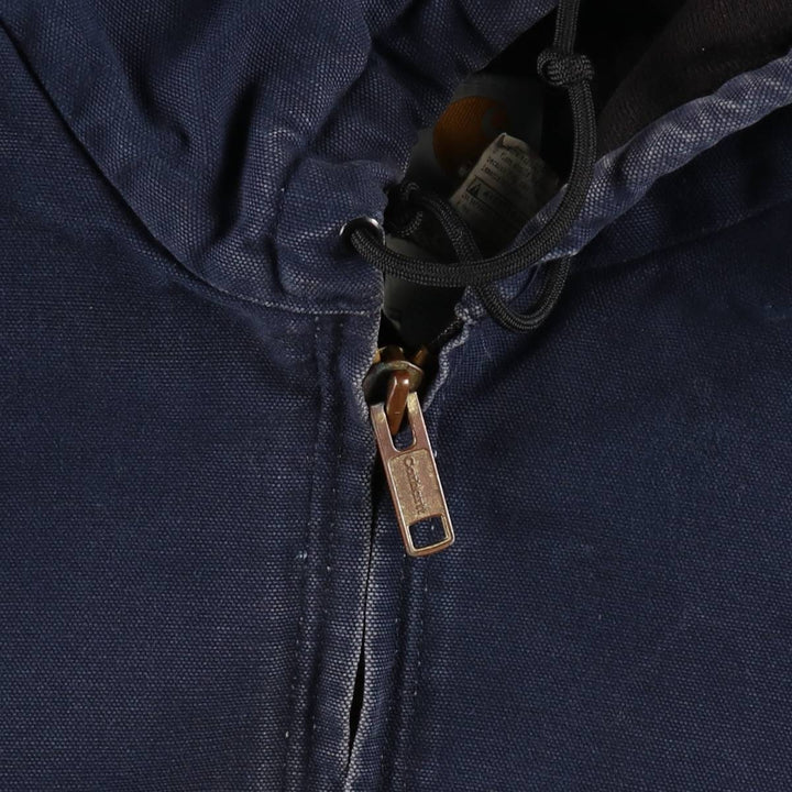 Carhartt Active Jacket, Padded Duck Full-Zip Hoodie, Made in USA, Men's Size L cotton navy blue type Vintage Second Hand