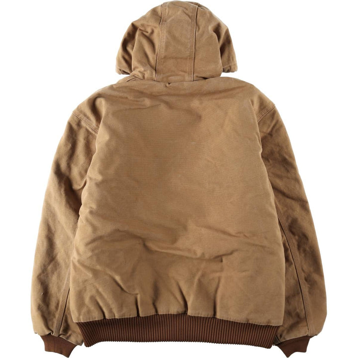 Carhartt Active Jacket, Padded Duck Full-Zip Hoodie, Made in USA, Men's Size L cotton ocher yellow type Vintage Second Hand
