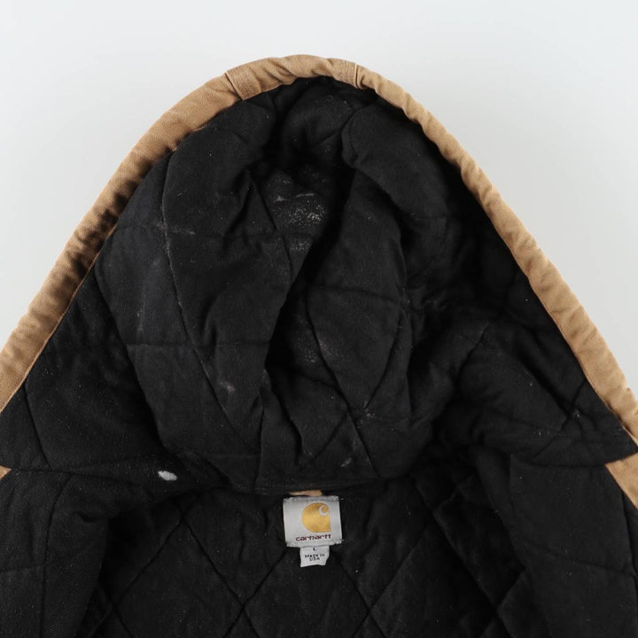 Carhartt Active Jacket, Padded Duck Full-Zip Hoodie, Made in USA, Men's Size L cotton ocher yellow type Vintage Second Hand