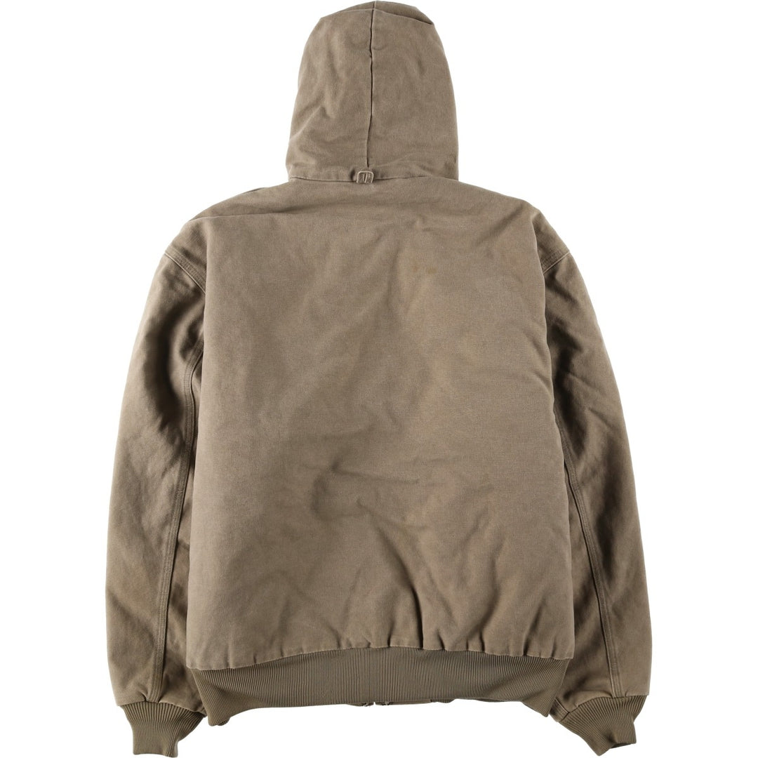 2000'S Carhartt Active Jacket, Padded Duck Full-Zip Hoodie, Made in USA, Men's XL cotton beige type brown Vintage Second Hand