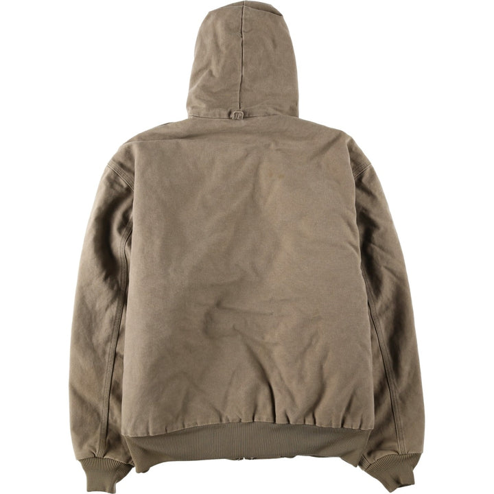 2000'S Carhartt Active Jacket, Padded Duck Full-Zip Hoodie, Made in USA, Men's XL cotton beige type brown Vintage Second Hand