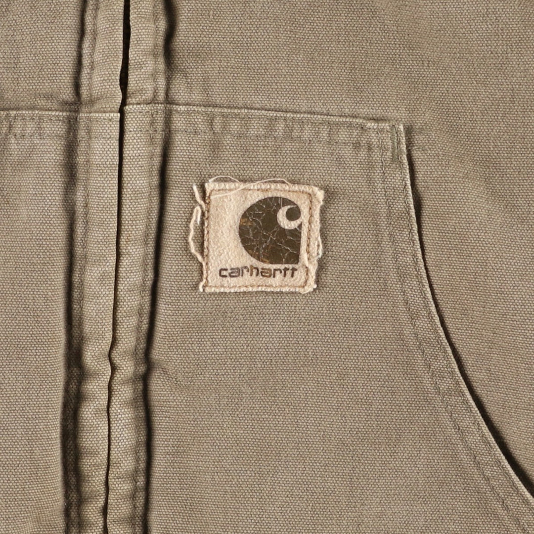 2000'S Carhartt Active Jacket, Padded Duck Full-Zip Hoodie, Made in USA, Men's XL cotton beige type brown Vintage Second Hand