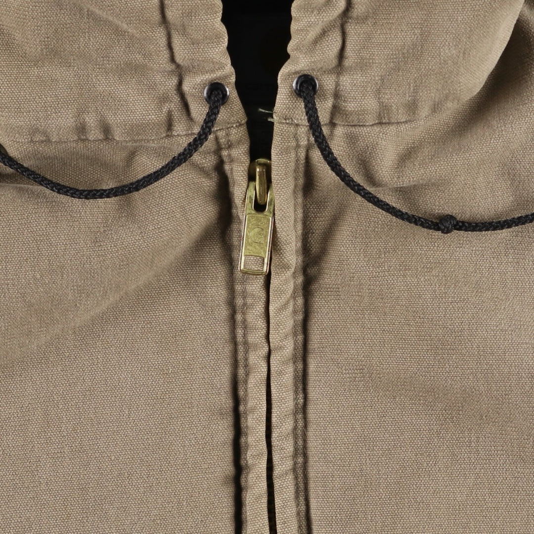 2000'S Carhartt Active Jacket, Padded Duck Full-Zip Hoodie, Made in USA, Men's XL cotton beige type brown Vintage Second Hand