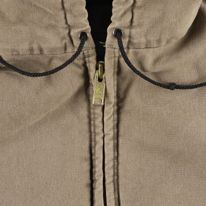 2000'S Carhartt Active Jacket, Padded Duck Full-Zip Hoodie, Made in USA, Men's XL cotton beige type brown Vintage Second Hand
