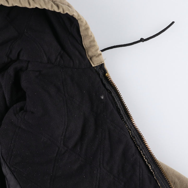 2000'S Carhartt Active Jacket, Padded Duck Full-Zip Hoodie, Made in USA, Men's XL cotton beige type brown Vintage Second Hand