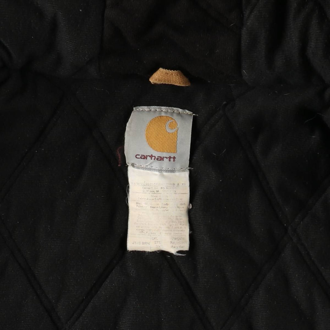 00'S Carhartt Active Jacket, Padded Duck Full Zip Hoodie, Men's XXL cotton ocher yellow type Vintage Second Hand