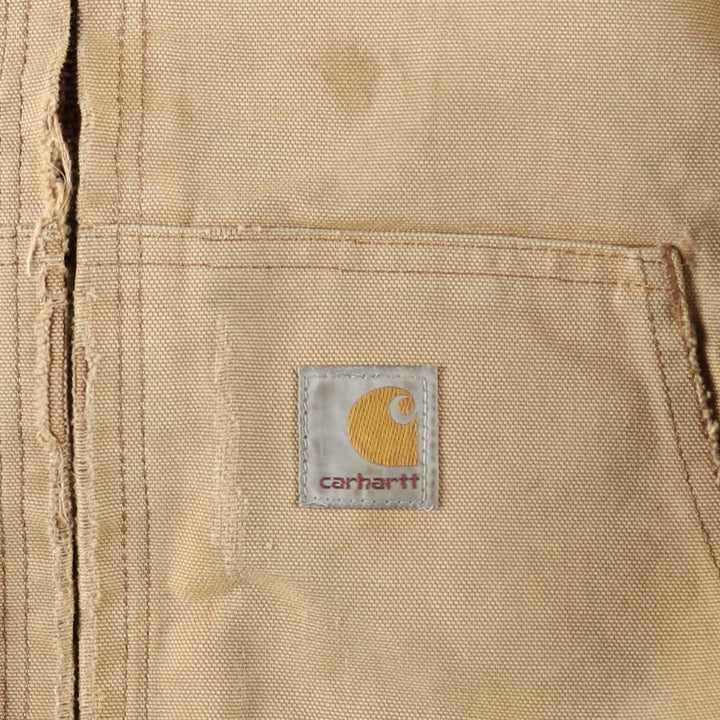 00'S Carhartt Active Jacket, Padded Duck Full Zip Hoodie, Men's XXL cotton ocher yellow type Vintage Second Hand