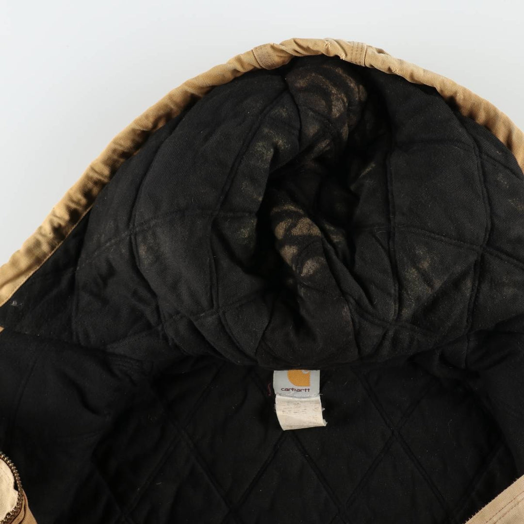 00'S Carhartt Active Jacket, Padded Duck Full Zip Hoodie, Men's XXL cotton ocher yellow type Vintage Second Hand