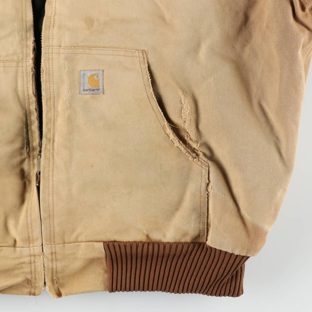 00'S Carhartt Active Jacket, Padded Duck Full Zip Hoodie, Men's XXL cotton ocher yellow type Vintage Second Hand