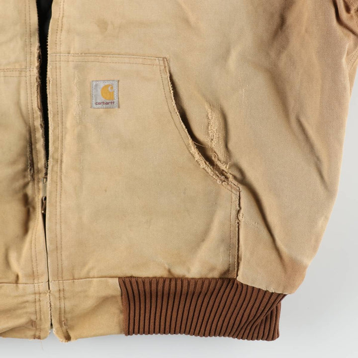 00'S Carhartt Active Jacket, Padded Duck Full Zip Hoodie, Men's XXL cotton ocher yellow type Vintage Second Hand