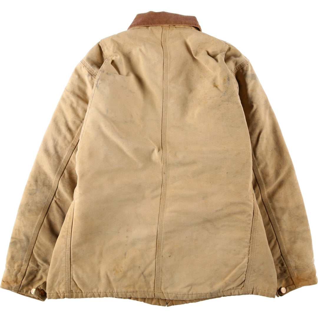 Carhartt Michigan Chore Coat Duck Coverall Made in USA Men's L size unclear ocher yellow type Vintage Second Hand