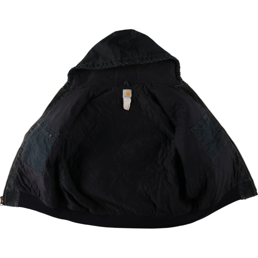 2000'S Carhartt Active Jacket, Padded Duck Full Zip Hoodie, Men's Size XL cotton black type Vintage Second Hand