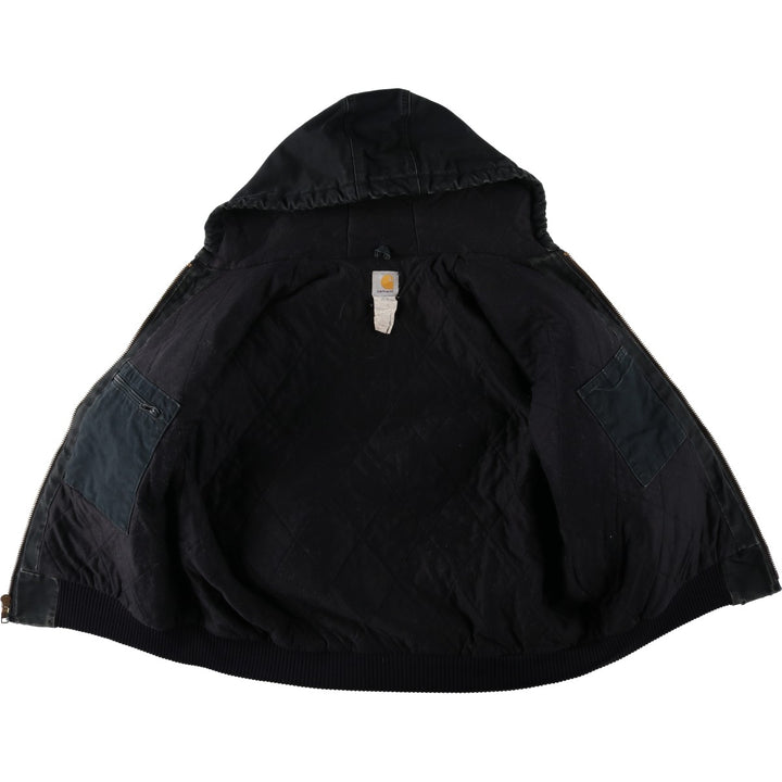 2000'S Carhartt Active Jacket, Padded Duck Full Zip Hoodie, Men's Size XL cotton black type Vintage Second Hand