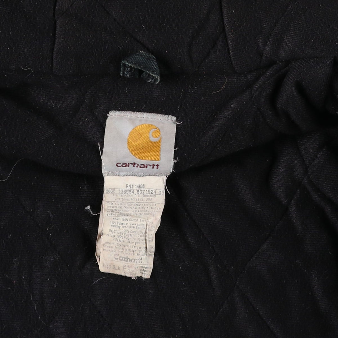 2000'S Carhartt Active Jacket, Padded Duck Full Zip Hoodie, Men's Size XL cotton black type Vintage Second Hand