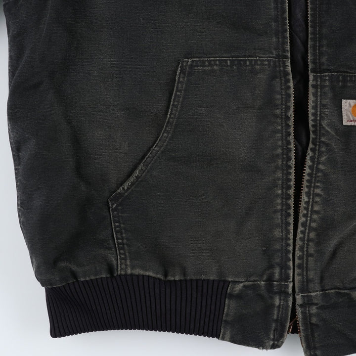 2000'S Carhartt Active Jacket, Padded Duck Full Zip Hoodie, Men's Size XL cotton black type Vintage Second Hand