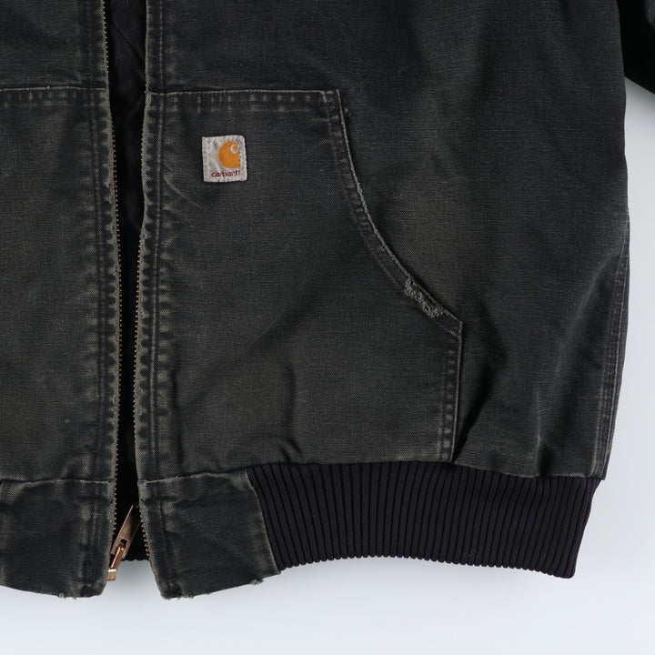 2000'S Carhartt Active Jacket, Padded Duck Full Zip Hoodie, Men's Size XL cotton black type Vintage Second Hand