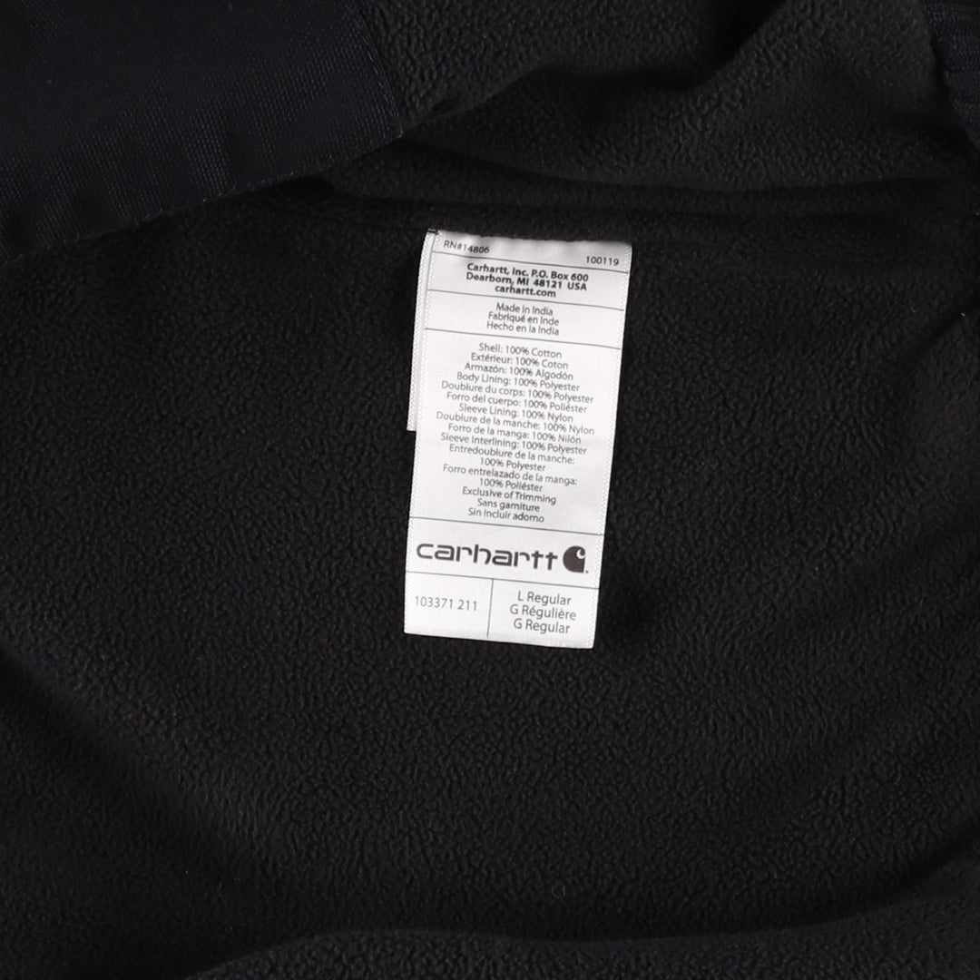 Carhartt FULL SWING Active Jacket, Padded Duck Full-Zip Hoodie, Men's Size L (approx.) cotton black type Vintage Second Hand