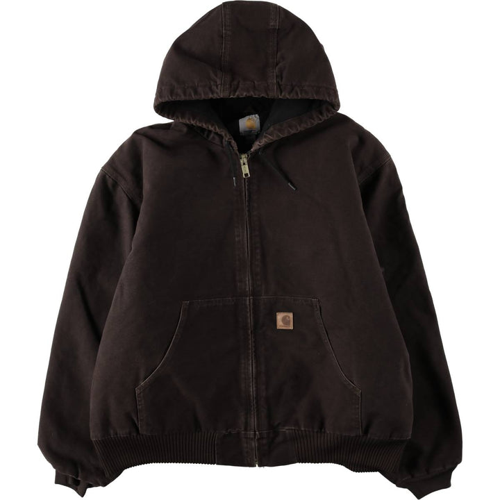 Carhartt Active Jacket, Padded Duck Full-Zip Hoodie, Men's XXL cotton brown type Vintage Second Hand