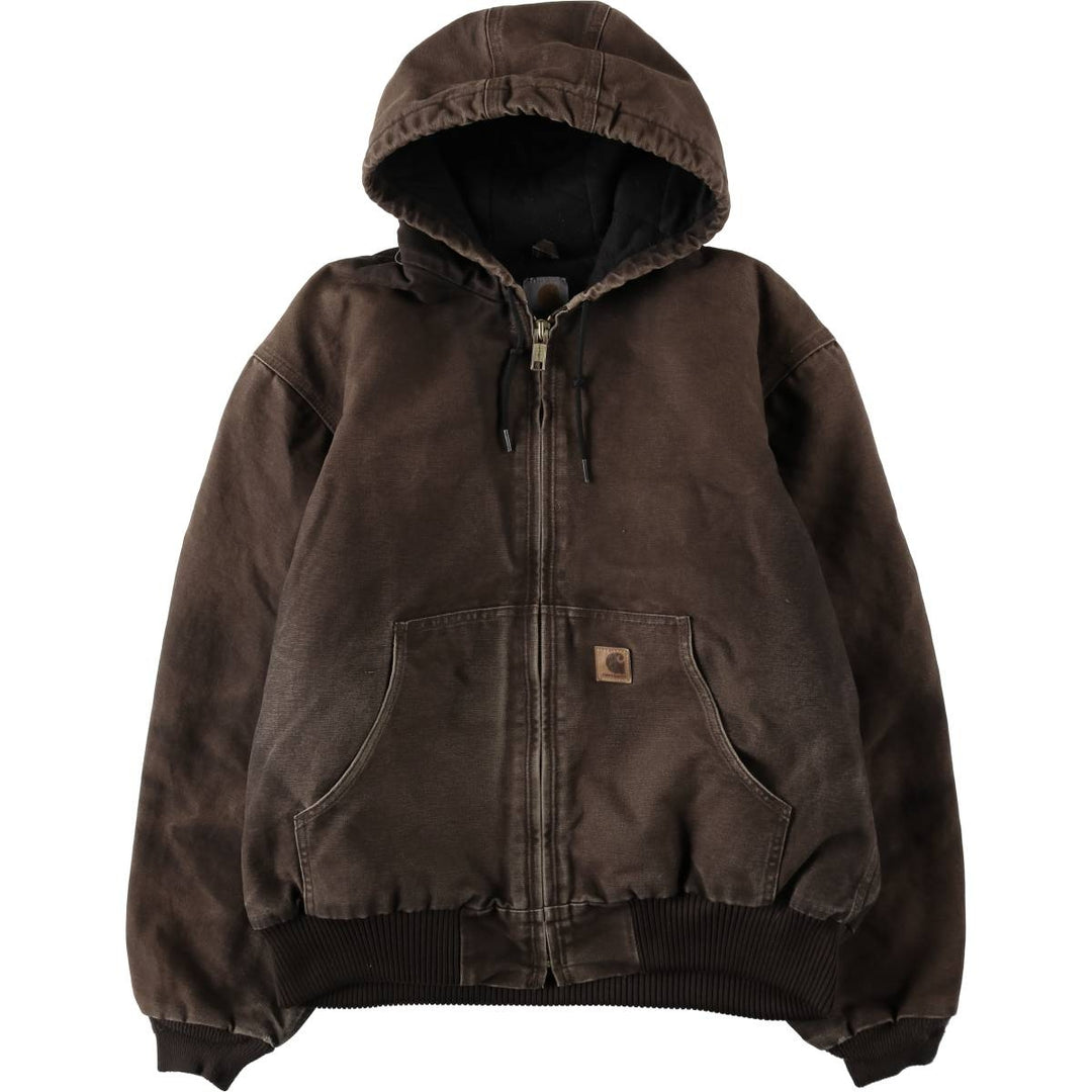 Carhartt Active Jacket, Padded Duck Full-Zip Hoodie, Men's Size L cotton brown type Vintage Second Hand