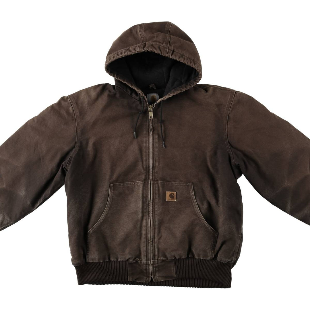 Carhartt Active Jacket, Padded Duck Full-Zip Hoodie, Men's Size L cotton brown type Vintage Second Hand