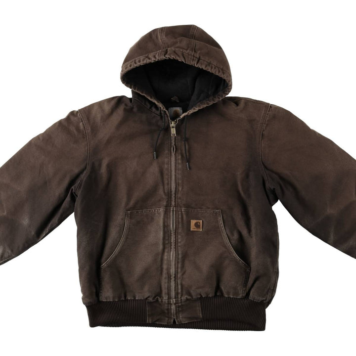 Carhartt Active Jacket, Padded Duck Full-Zip Hoodie, Men's Size L cotton brown type Vintage Second Hand