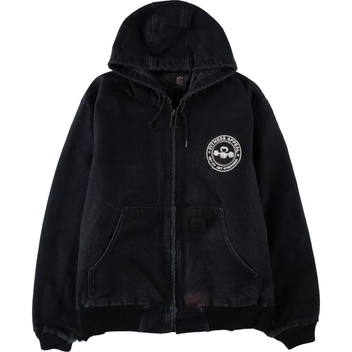 Carhartt Active Jacket, Padded Duck Full-Zip Hoodie, Made in USA, Men's Size L cotton black type Vintage Second Hand