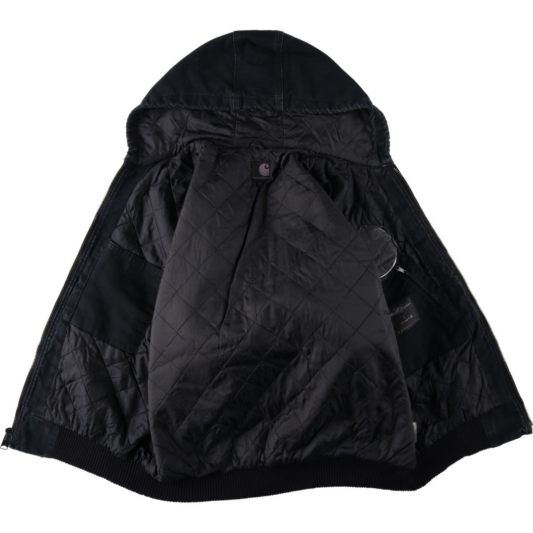 Carhartt Active Jacket, Padded Duck Full-Zip Hoodie, Made in USA, Men's Size L cotton black type Vintage Second Hand