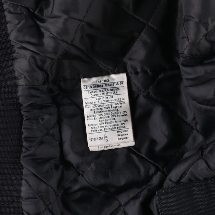 Carhartt Active Jacket, Padded Duck Full-Zip Hoodie, Made in USA, Men's Size L cotton black type Vintage Second Hand