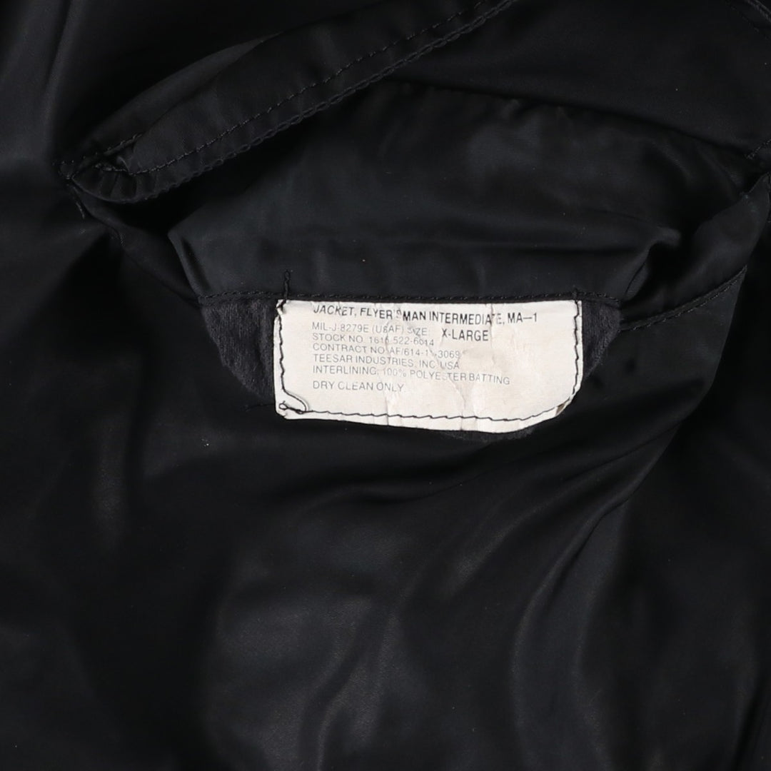 MA-1 type padded military flight jacket, men's size XL. Polyester (insulation) black type Vintage Second Hand