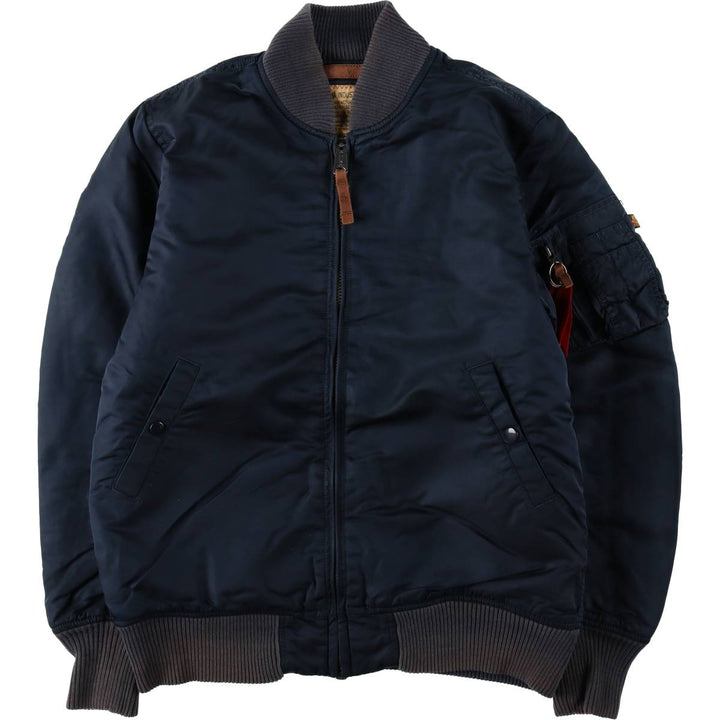 Civilian Alpha MA-1 style padded military flight jacket, men's size M Nylon navy blue type Vintage Second Hand