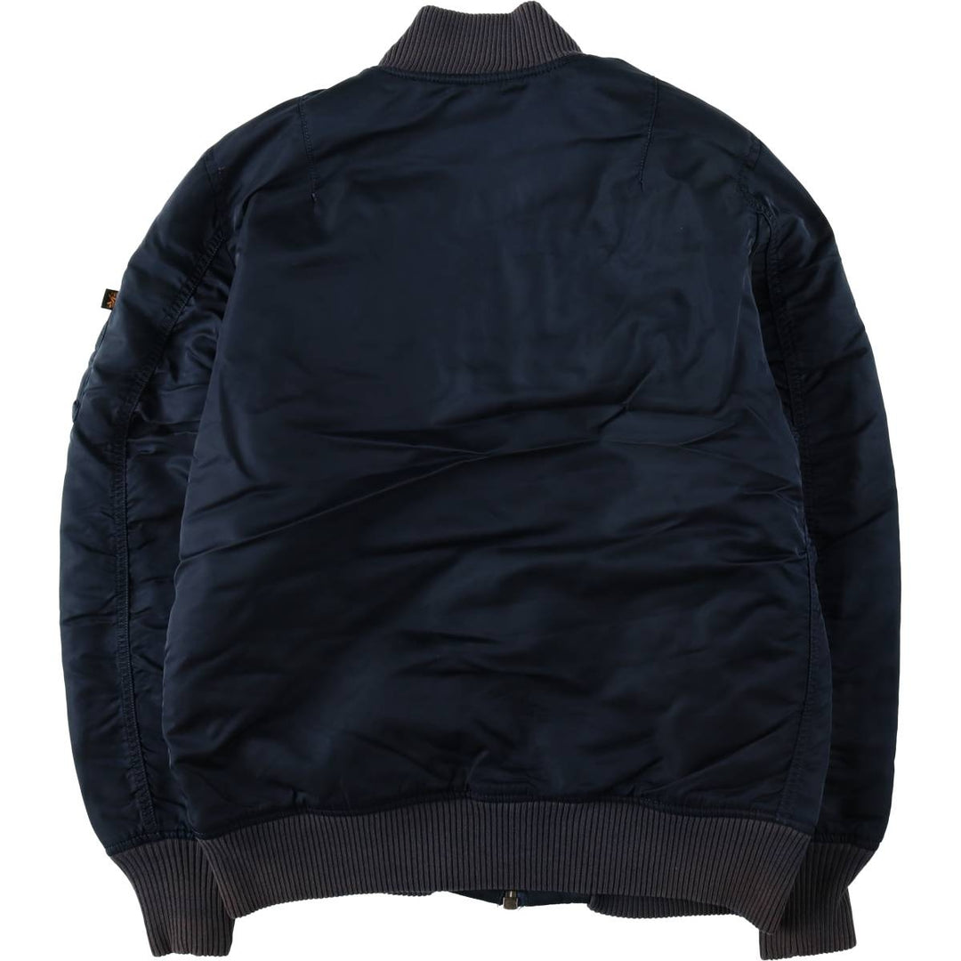 Civilian Alpha MA-1 style padded military flight jacket, men's size M Nylon navy blue type Vintage Second Hand