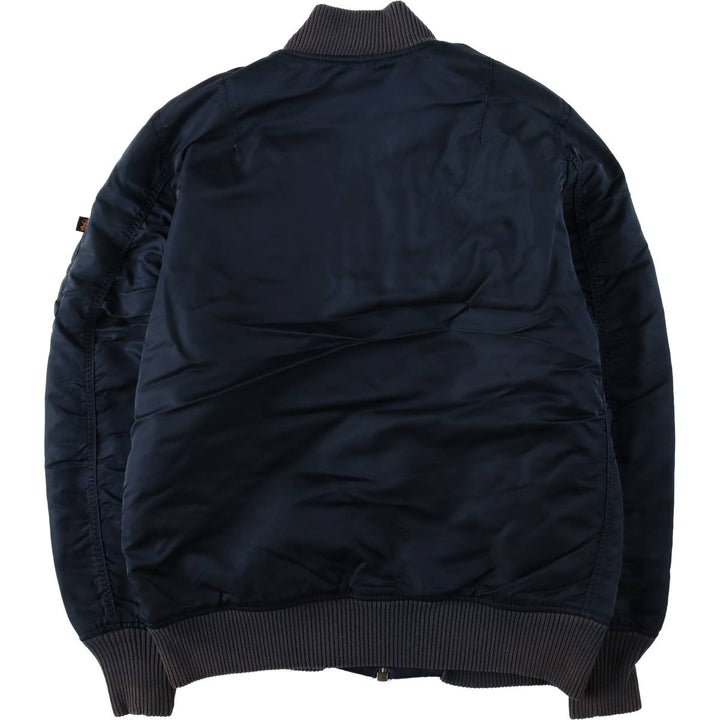 Civilian Alpha MA-1 style padded military flight jacket, men's size M Nylon navy blue type Vintage Second Hand
