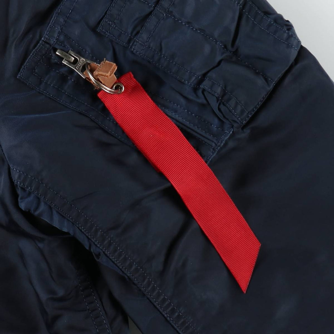 Civilian Alpha MA-1 style padded military flight jacket, men's size M Nylon navy blue type Vintage Second Hand