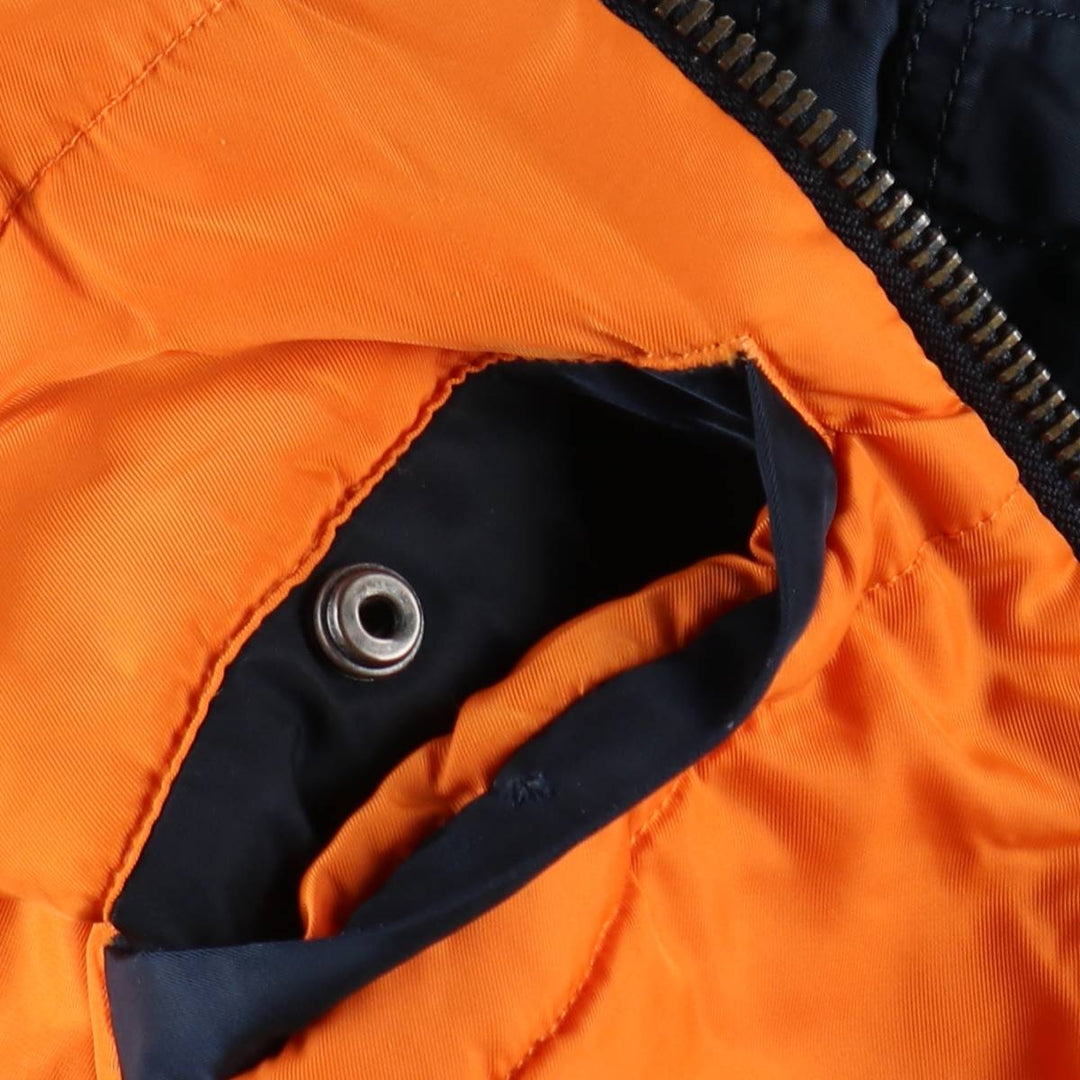 Civilian Alpha MA-1 style padded military flight jacket, men's size M Nylon navy blue type Vintage Second Hand