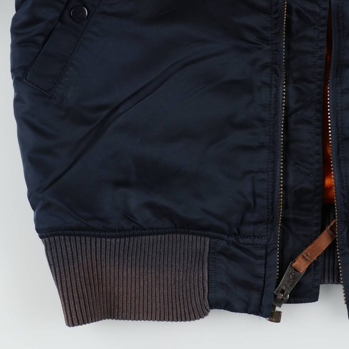 Civilian Alpha MA-1 style padded military flight jacket, men's size M Nylon navy blue type Vintage Second Hand