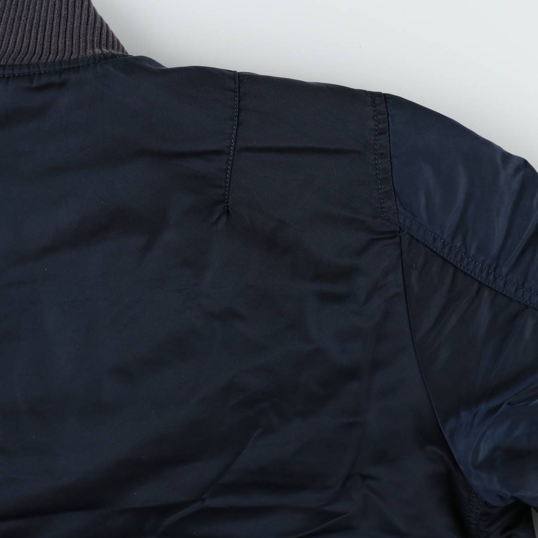 Civilian Alpha MA-1 style padded military flight jacket, men's size M Nylon navy blue type Vintage Second Hand