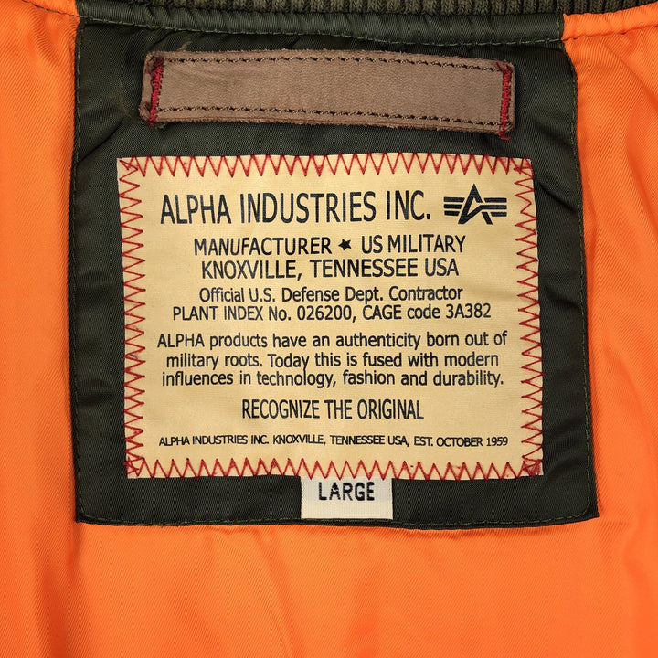 Civilian Alpha ALPHA padded military flight jacket, men's size L Nylon Khaki type Vintage Second Hand