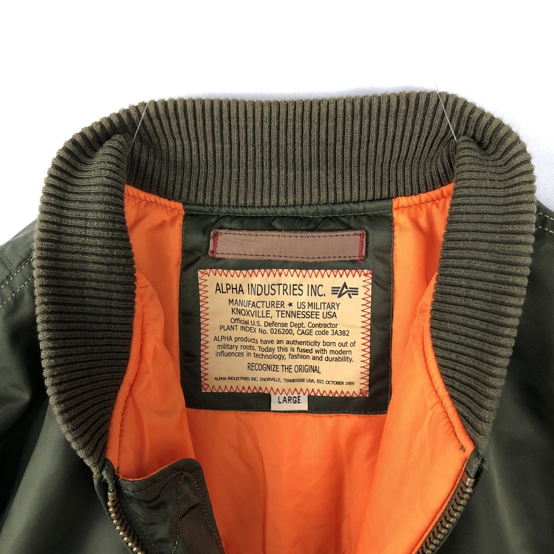 Civilian Alpha ALPHA padded military flight jacket, men's size L Nylon Khaki type Vintage Second Hand