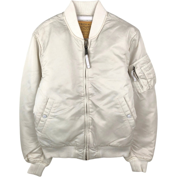Civilian Alpha MA-1 style padded military flight jacket, men's size M Nylon white type Vintage Second Hand
