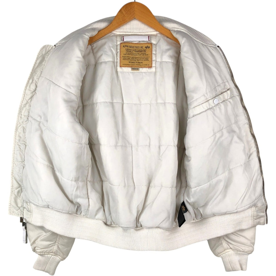Civilian Alpha MA-1 style padded military flight jacket, men's size M Nylon white type Vintage Second Hand