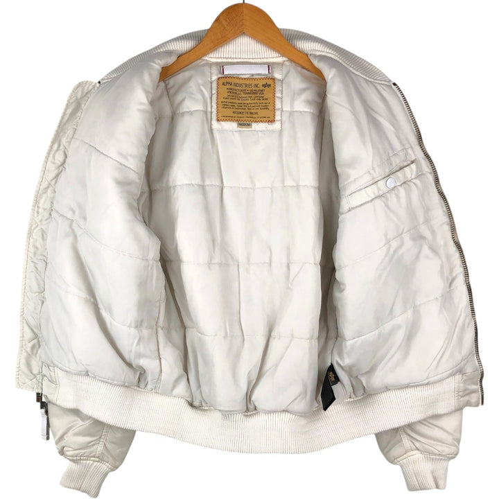 Civilian Alpha MA-1 style padded military flight jacket, men's size M Nylon white type Vintage Second Hand