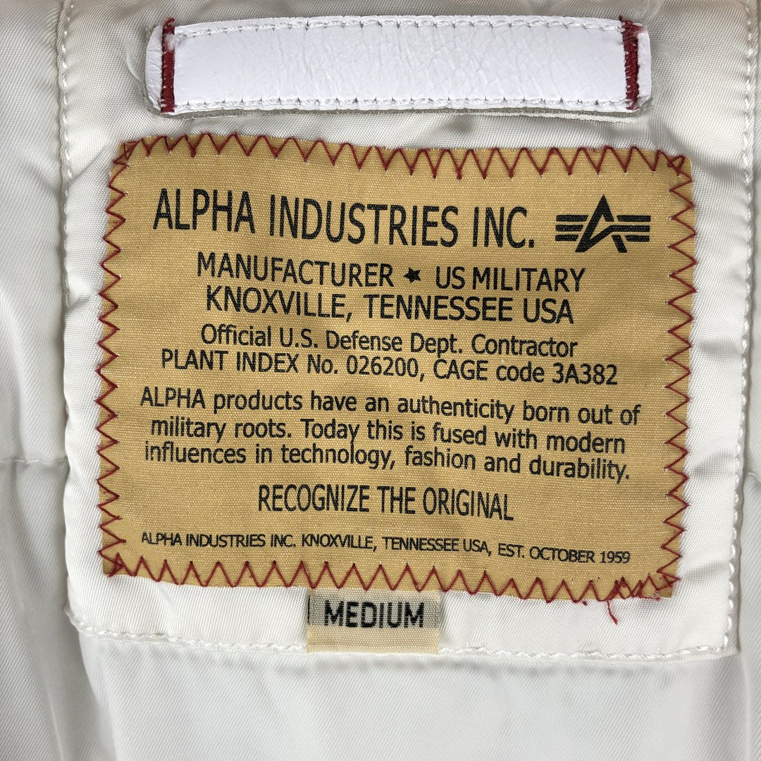 Civilian Alpha MA-1 style padded military flight jacket, men's size M Nylon white type Vintage Second Hand