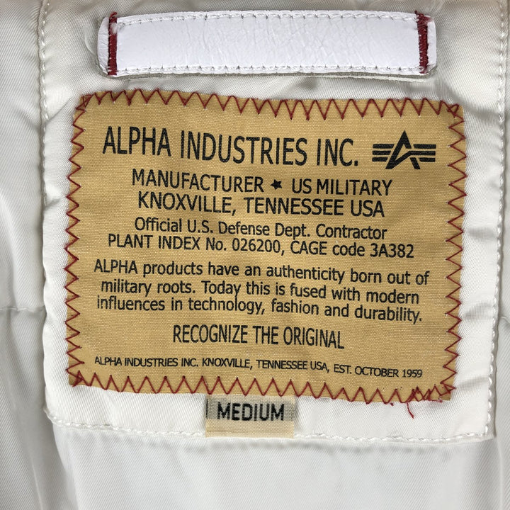 Civilian Alpha MA-1 style padded military flight jacket, men's size M Nylon white type Vintage Second Hand